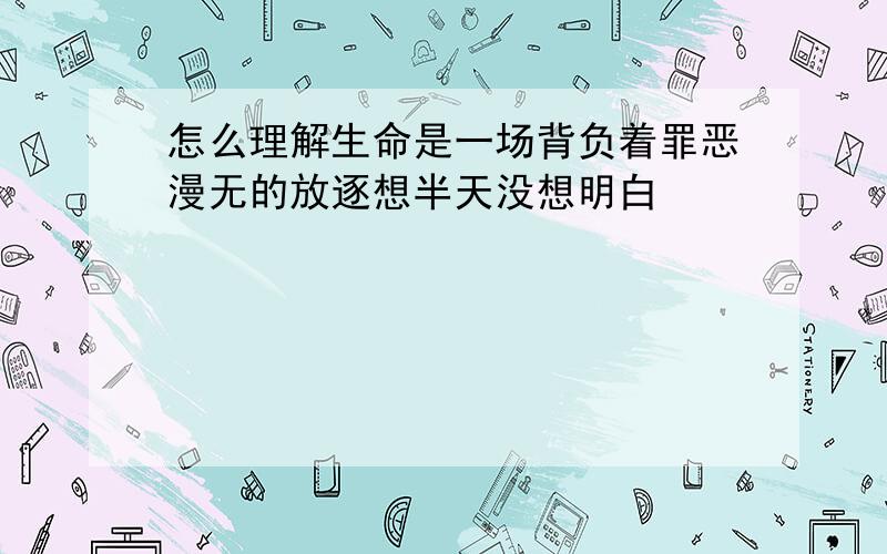 怎么理解生命是一场背负着罪恶漫无的放逐想半天没想明白