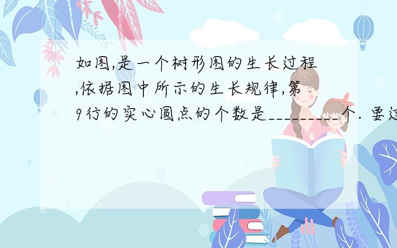 如图,是一个树形图的生长过程,依据图中所示的生长规律,第9行的实心圆点的个数是_________个. 要过程