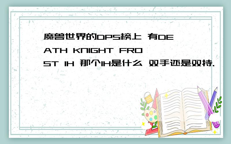 魔兽世界的DPS榜上 有DEATH KNIGHT FROST 1H 那个1H是什么 双手还是双持.