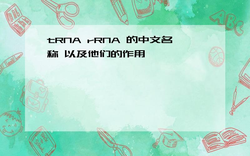 tRNA rRNA 的中文名称 以及他们的作用