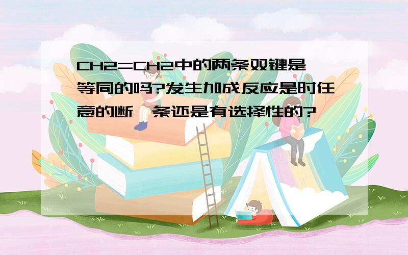 CH2=CH2中的两条双键是等同的吗?发生加成反应是时任意的断一条还是有选择性的?