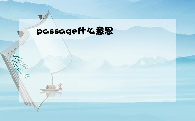 passage什么意思