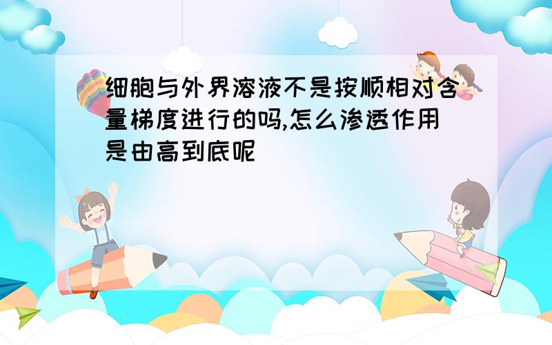 细胞与外界溶液不是按顺相对含量梯度进行的吗,怎么渗透作用是由高到底呢