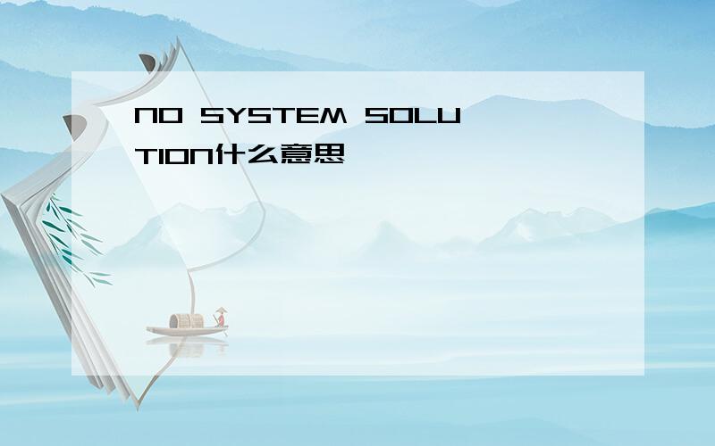 NO SYSTEM SOLUTION什么意思