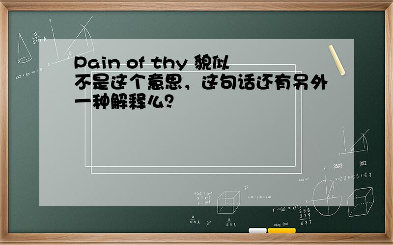 Pain of thy 貌似不是这个意思，这句话还有另外一种解释么？