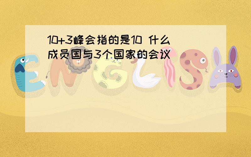 10+3峰会指的是10 什么成员国与3个国家的会议