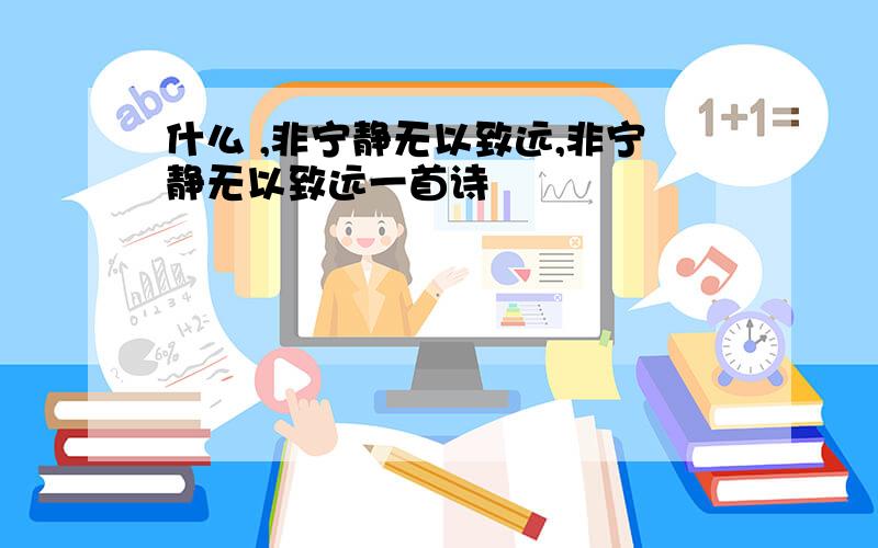 什么 ,非宁静无以致远,非宁静无以致远一首诗