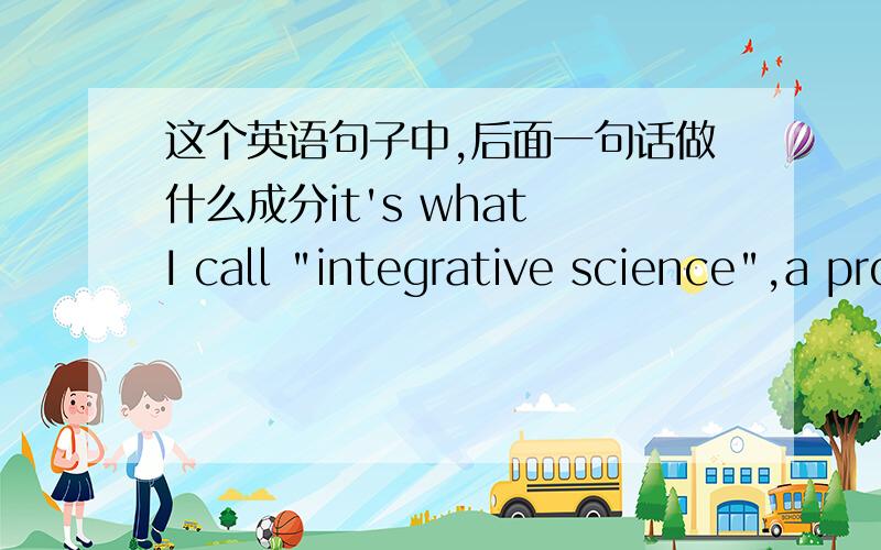 这个英语句子中,后面一句话做什么成分it's what I call 