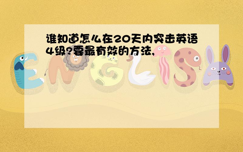 谁知道怎么在20天内突击英语4级?要最有效的方法,