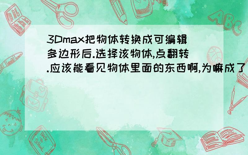 3Dmax把物体转换成可编辑多边形后.选择该物体,点翻转.应该能看见物体里面的东西啊,为嘛成了一团黑影看不到里面的东西,应该怎么能啊.