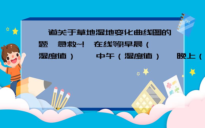 一道关于草地湿地变化曲线图的题,急救~!,在线等!早晨（湿度值）    中午（湿度值）   晚上（湿度值）        1   2   3  平均    1   2   3   平均     1   2   3  平均  草地               80  89  96  88.3   75