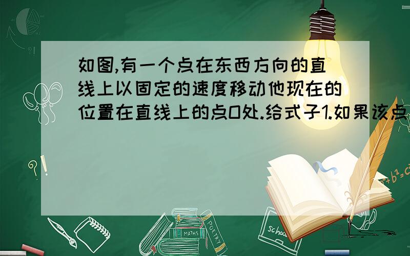 如图,有一个点在东西方向的直线上以固定的速度移动他现在的位置在直线上的点O处.给式子1.如果该点以每秒1.5cm的速度向东运动,4秒前他在什么位置?2.如果该点以每秒1.5cm的速度向西运动,4秒