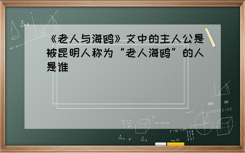 《老人与海鸥》文中的主人公是被昆明人称为“老人海鸥”的人是谁