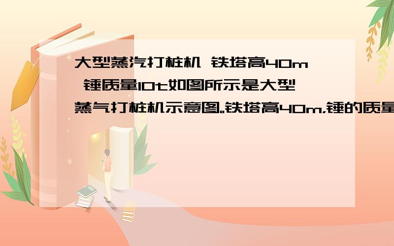 大型蒸汽打桩机 铁塔高40m 锤质量10t如图所示是大型蒸气打桩机示意图。铁塔高40m，锤的质量m1=10t。现将长    达30m的钢筋混凝土桩打入地层。已知桩的质量m2=25t，其横截面为a2=0．25m2的正方