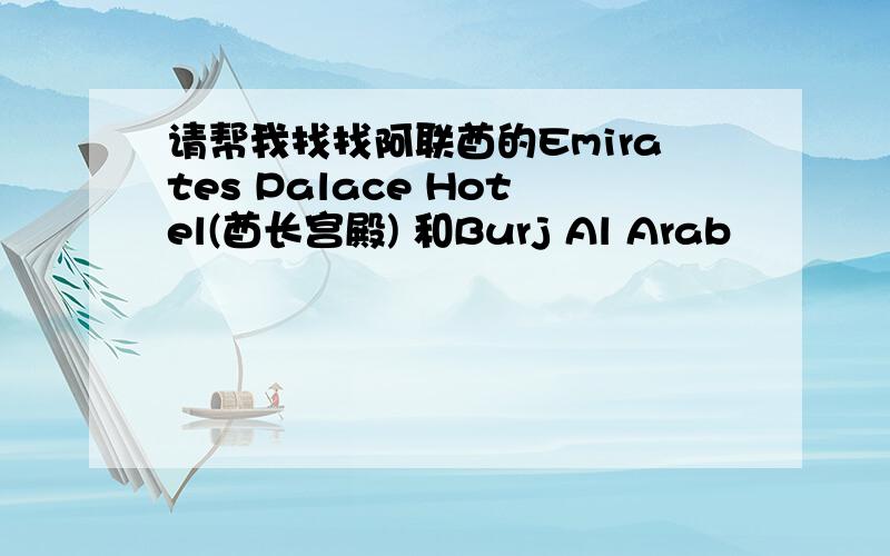 请帮我找找阿联酋的Emirates Palace Hotel(酋长宫殿) 和Burj Al Arab