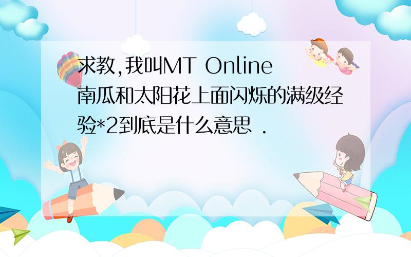 求教,我叫MT Online南瓜和太阳花上面闪烁的满级经验*2到底是什么意思 .