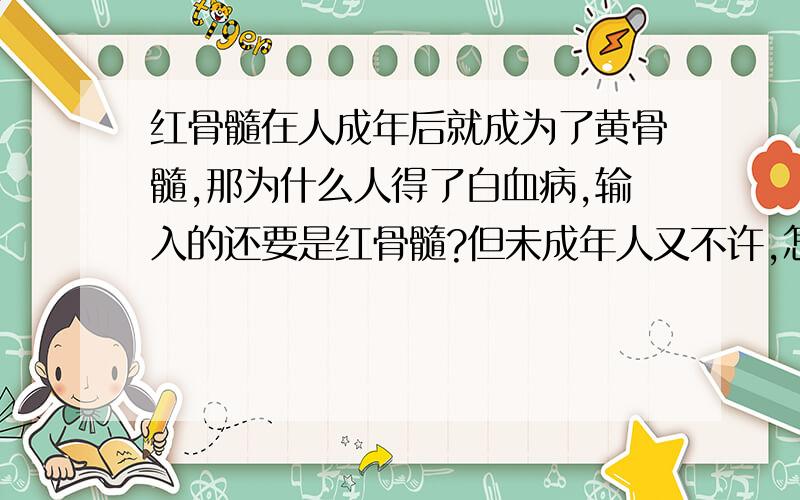 红骨髓在人成年后就成为了黄骨髓,那为什么人得了白血病,输入的还要是红骨髓?但未成年人又不许,怎么办如题,请简明扼要的回答.