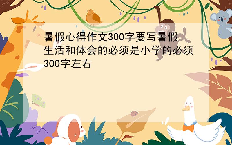 暑假心得作文300字要写暑假生活和体会的必须是小学的必须300字左右