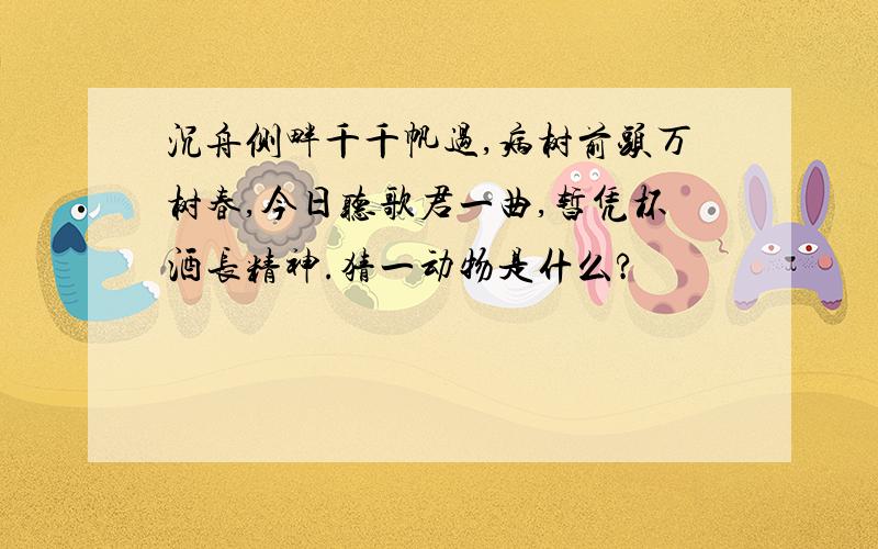 沉舟侧畔千千帆过,病树前头万树春,今日听歌君一曲,暂凭杯酒长精神.猜一动物是什么?