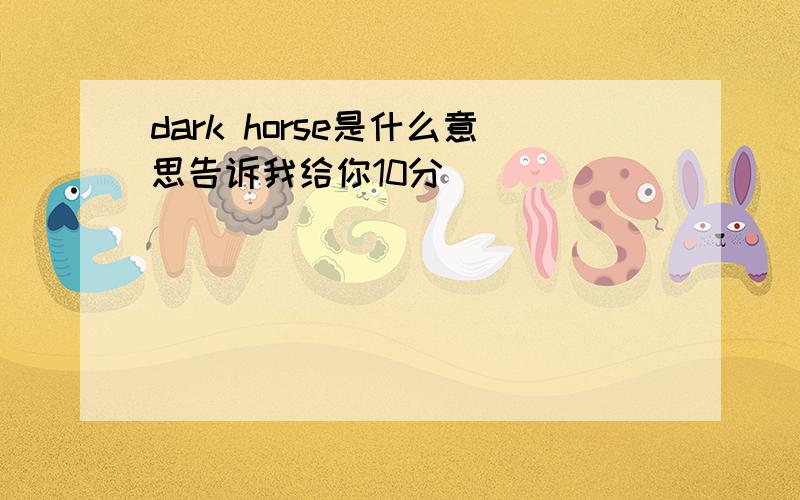 dark horse是什么意思告诉我给你10分