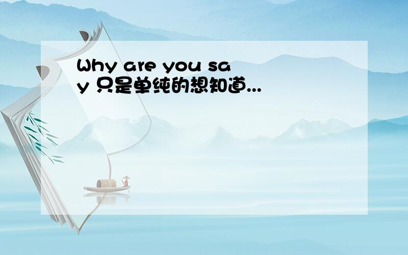 Why are you say 只是单纯的想知道...