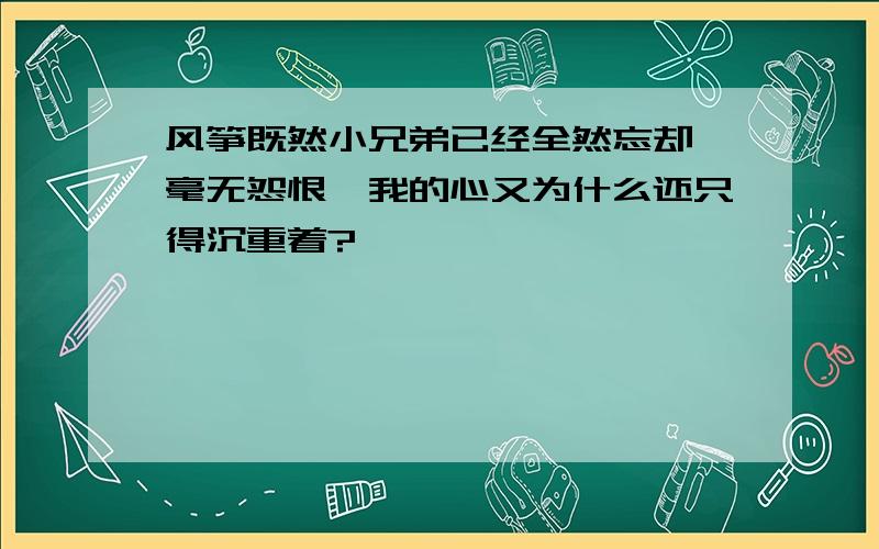 风筝既然小兄弟已经全然忘却,毫无怨恨,我的心又为什么还只得沉重着?