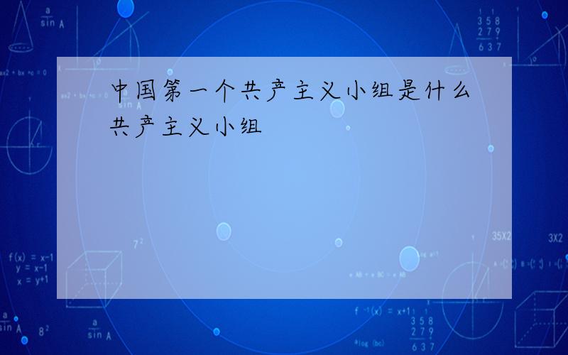 中国第一个共产主义小组是什么共产主义小组