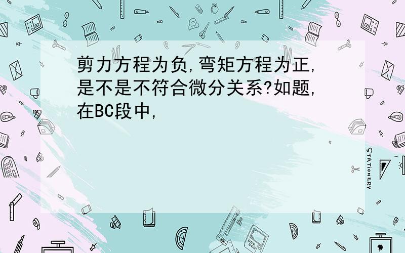 剪力方程为负,弯矩方程为正,是不是不符合微分关系?如题,在BC段中,                                                                                          我可以根据图得出关系式,可是这样微分关系好像不对