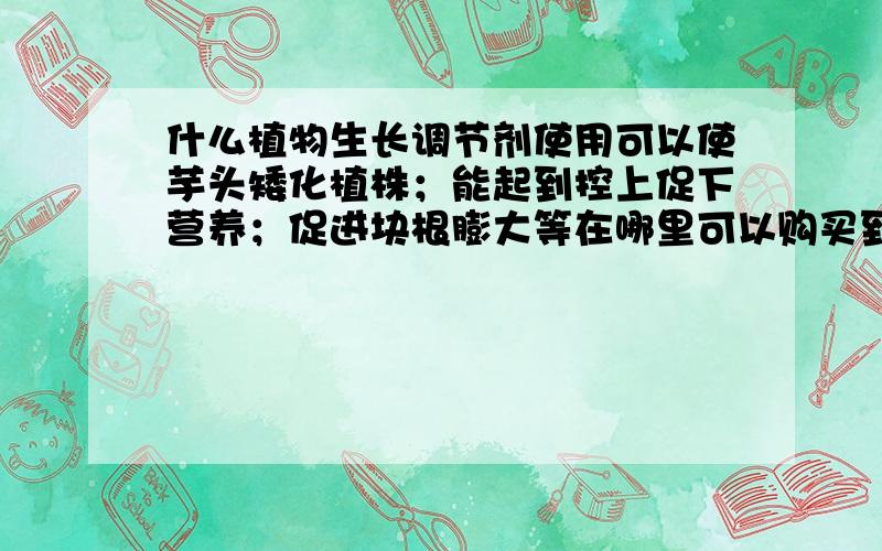 什么植物生长调节剂使用可以使芋头矮化植株；能起到控上促下营养；促进块根膨大等在哪里可以购买到达到以能介绍植物调节剂制药厂名称吗?在外面农药店不一定能买到正品