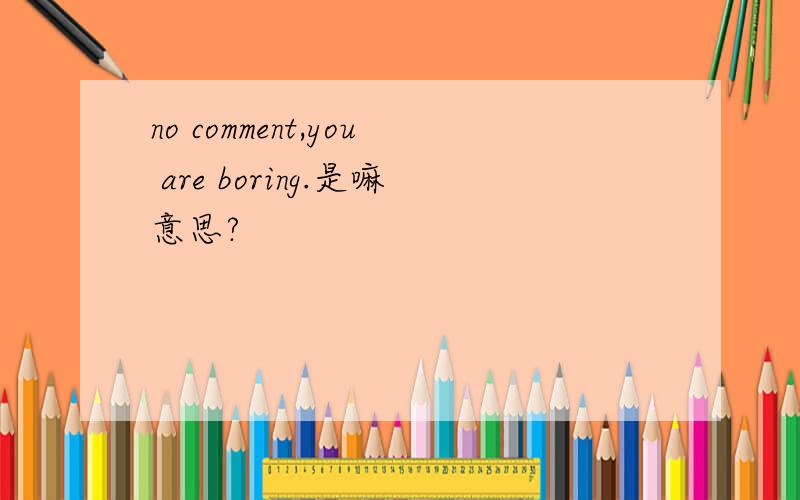 no comment,you are boring.是嘛意思?