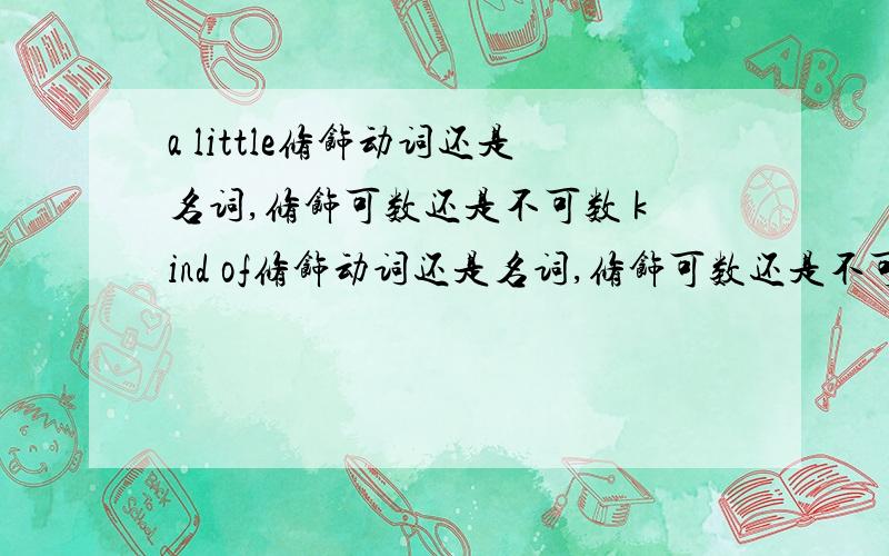 a little修饰动词还是名词,修饰可数还是不可数 kind of修饰动词还是名词,修饰可数还是不可数 a kind of呢