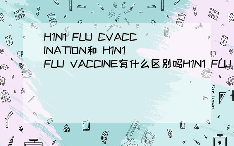 H1N1 FLU CVACCINATION和 H1N1 FLU VACCINE有什么区别吗H1N1 FLU VACCINATION和 H1N1 FLU VACCINE有什么区别吗vaccination和vaccine 不都是疫苗的意思吗.这两种用法一样吗