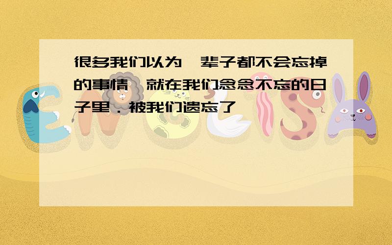 很多我们以为一辈子都不会忘掉的事情,就在我们念念不忘的日子里．被我们遗忘了