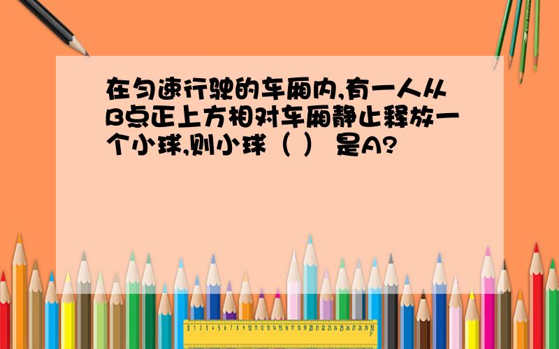 在匀速行驶的车厢内,有一人从B点正上方相对车厢静止释放一个小球,则小球（ ） 是A?