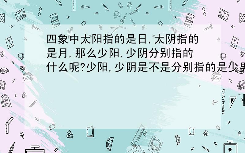 四象中太阳指的是日,太阴指的是月,那么少阳,少阴分别指的什么呢?少阳,少阴是不是分别指的是少男的阳具,少女的阴部呢?