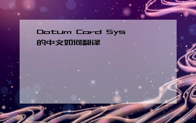 Datum Cord Sys的中文如何翻译