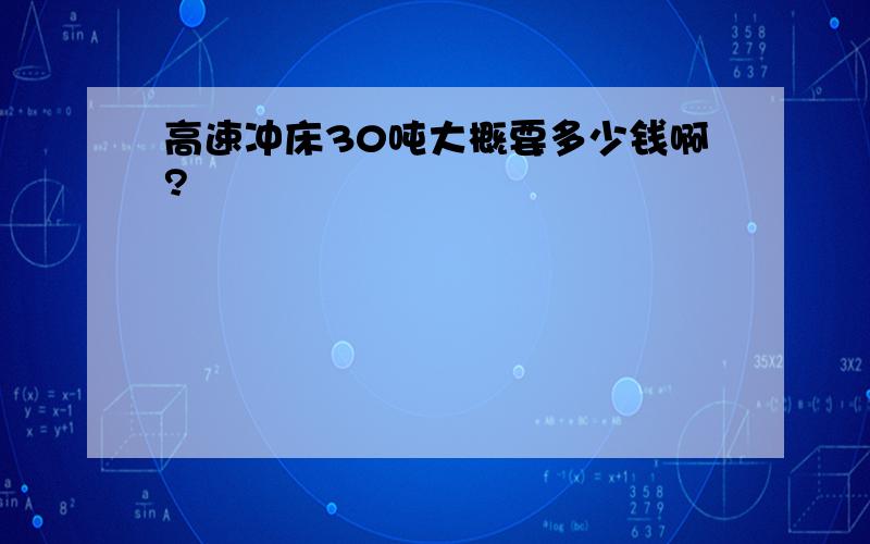 高速冲床30吨大概要多少钱啊?