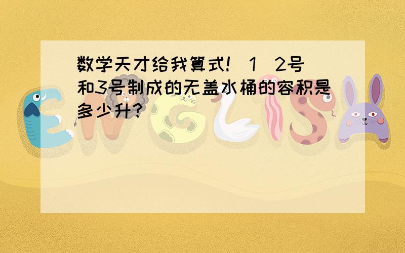 数学天才给我算式!（1）2号和3号制成的无盖水桶的容积是多少升?