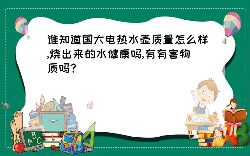 谁知道国大电热水壶质量怎么样,烧出来的水健康吗,有有害物质吗?