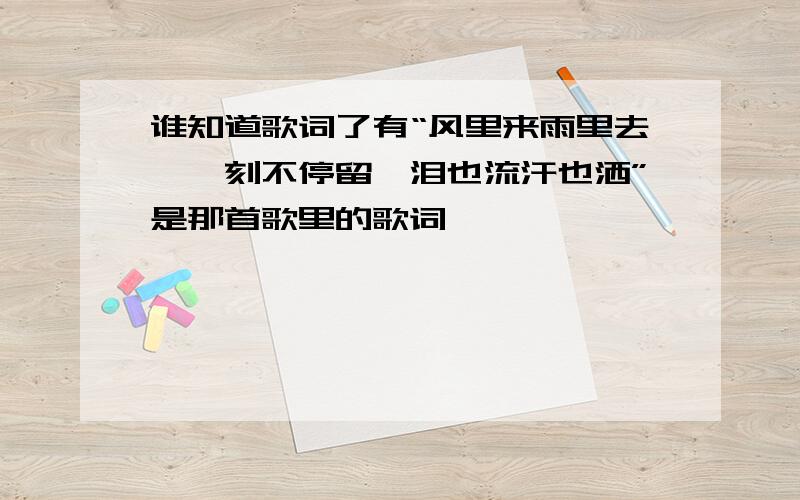 谁知道歌词了有“风里来雨里去,一刻不停留,泪也流汗也洒”是那首歌里的歌词