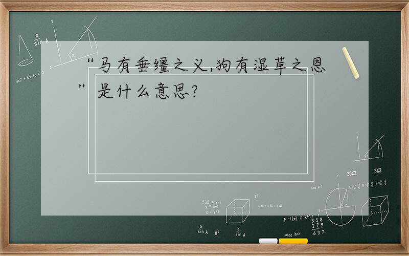 “马有垂缰之义,狗有湿草之恩”是什么意思?