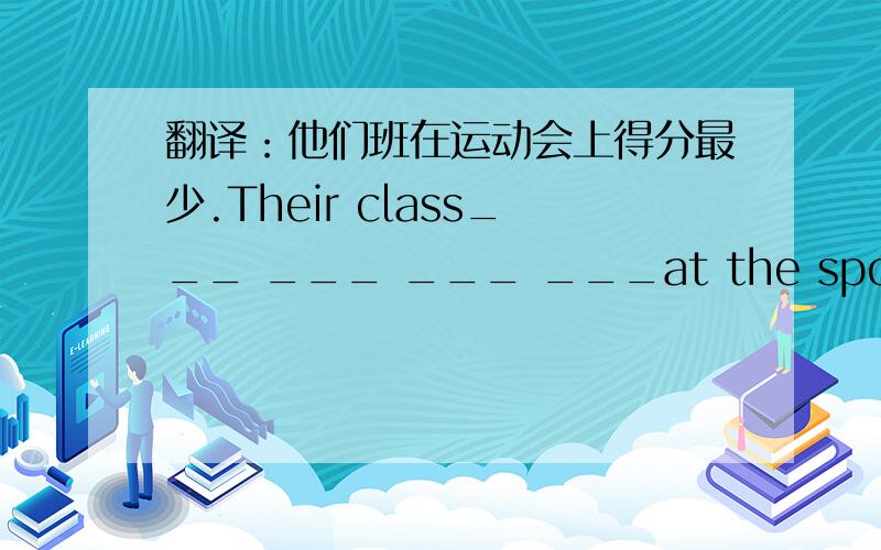 翻译：他们班在运动会上得分最少.Their class___ ___ ___ ___at the sports meeting