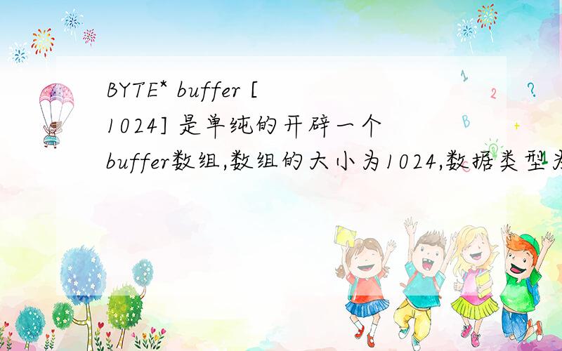 BYTE* buffer [1024] 是单纯的开辟一个buffer数组,数组的大小为1024,数据类型为一个字节吗buffer[0]是表示其中存放的数还是该数存放的地址?