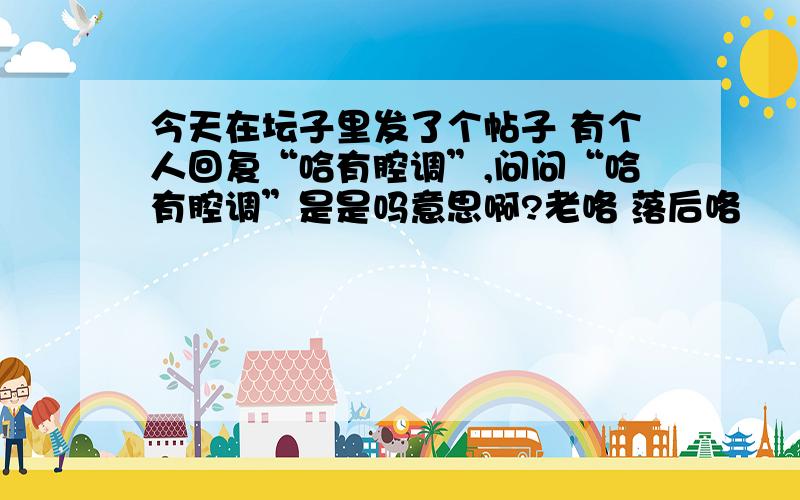 今天在坛子里发了个帖子 有个人回复“哈有腔调”,问问“哈有腔调”是是吗意思啊?老咯 落后咯