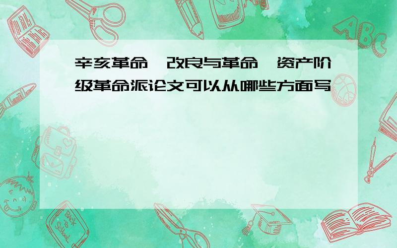 辛亥革命,改良与革命,资产阶级革命派论文可以从哪些方面写