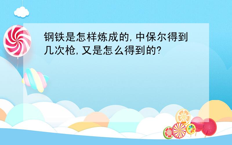 钢铁是怎样炼成的,中保尔得到几次枪,又是怎么得到的?