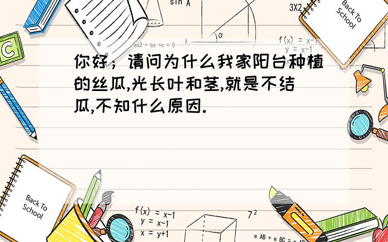 你好；请问为什么我家阳台种植的丝瓜,光长叶和茎,就是不结瓜,不知什么原因.