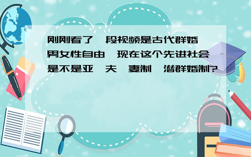 刚刚看了一段视频是古代群婚,男女性自由,现在这个先进社会是不是亚一夫一妻制,潜群婚制?