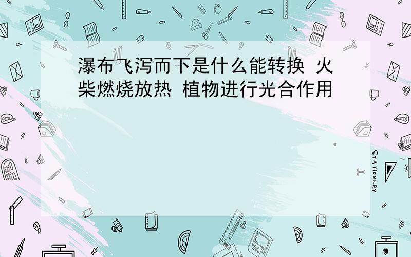 瀑布飞泻而下是什么能转换 火柴燃烧放热 植物进行光合作用