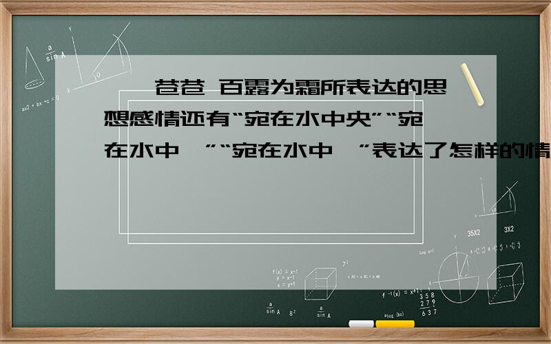 蒹葭苍苍 百露为霜所表达的思想感情还有“宛在水中央”“宛在水中沚”“宛在水中坻”表达了怎样的情景?